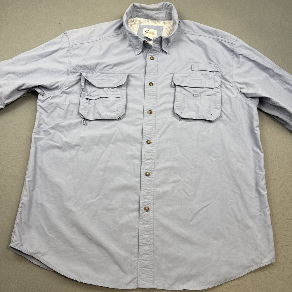World Wide Sportsman Fishing Shirt Mens Size 2XL BLUE Long Sleeve Vented
